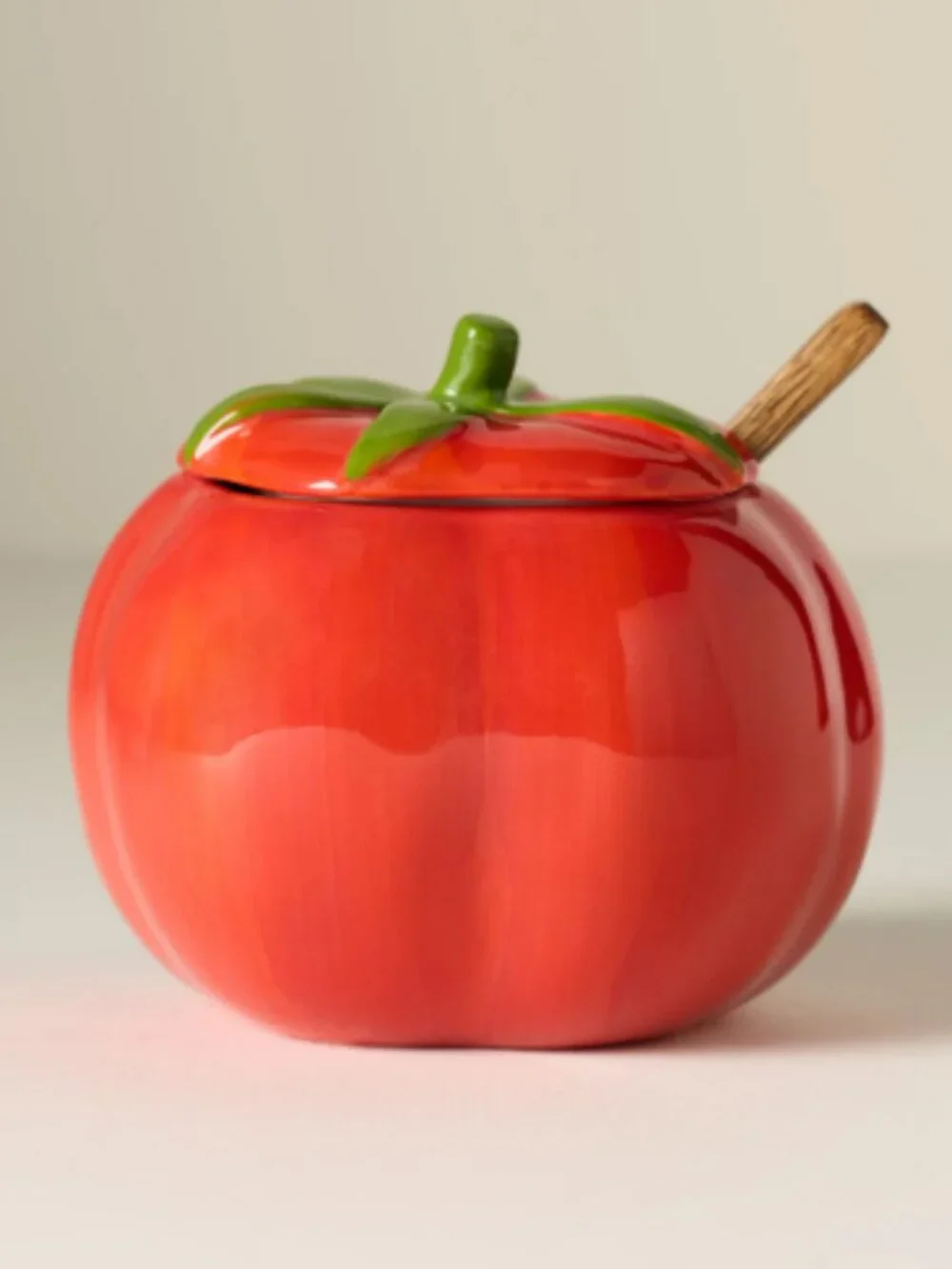 New Anthropologie Damson Madder Stoneware Tomato Sugar Bowl and Spoon